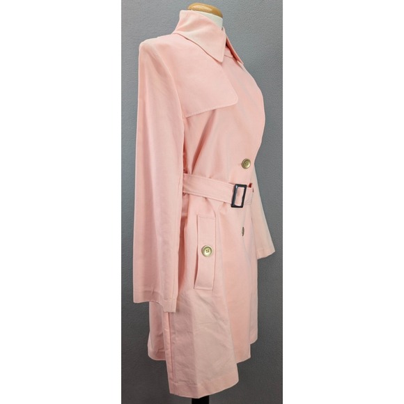 Vintage Seven City Women's L Belted Rain Trench‎ Coat Old Money Pastel Pink NWT - Picture 11 of 16